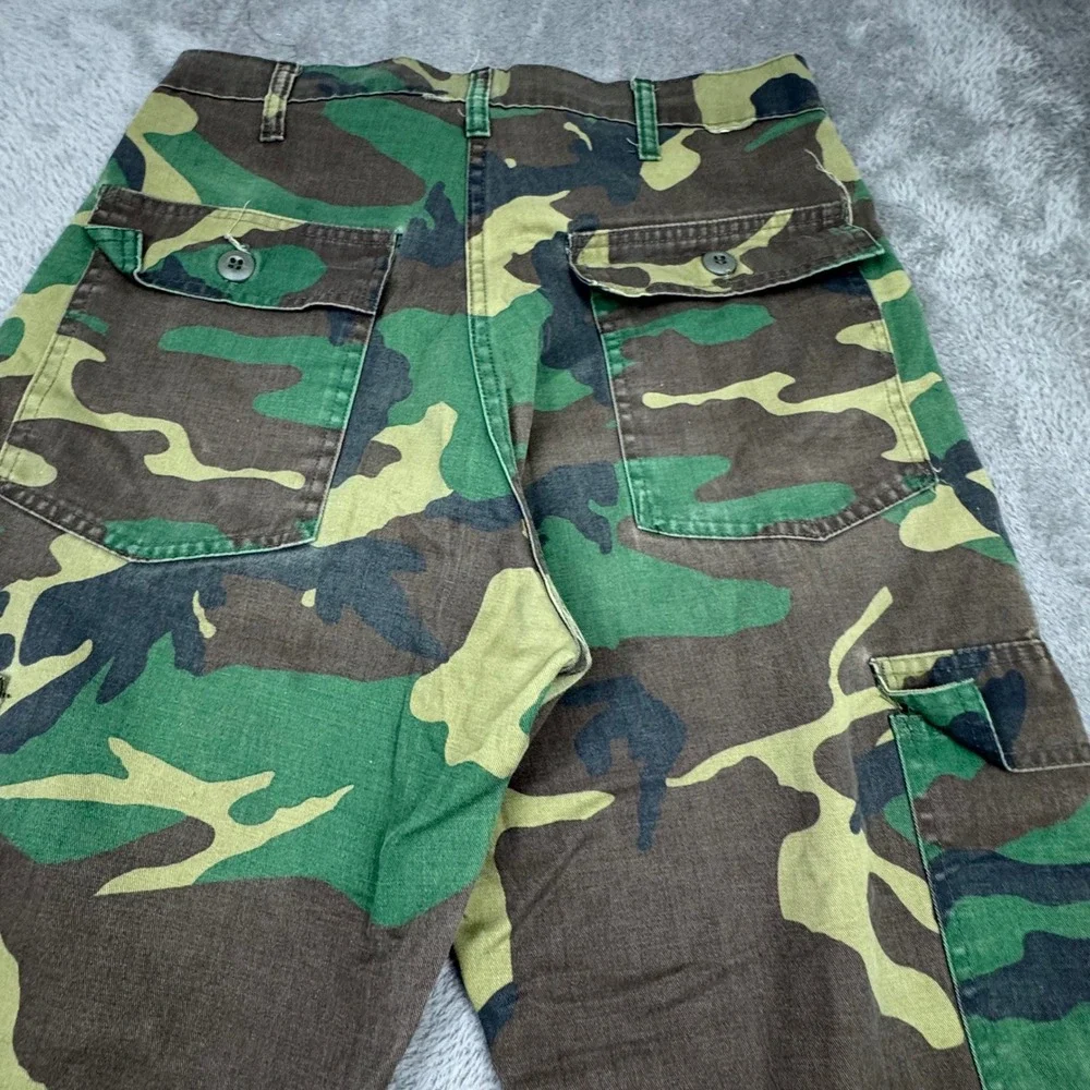 Vintage Cargo Pants Mens 31x28 Green Camo Good 90s Woodland Military Utility